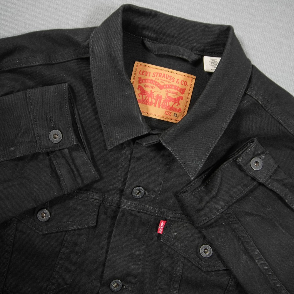Levi's Black Denim Trucker Jean Work Moto Men Jacket XL Type 3 Western